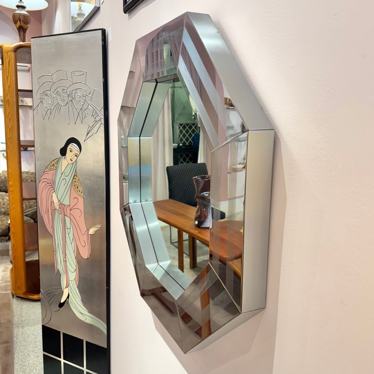 Vintage Octagonal Metal Mirror