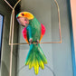 Vintage Papier Maché Parrot Sculpture on Hanging Stand