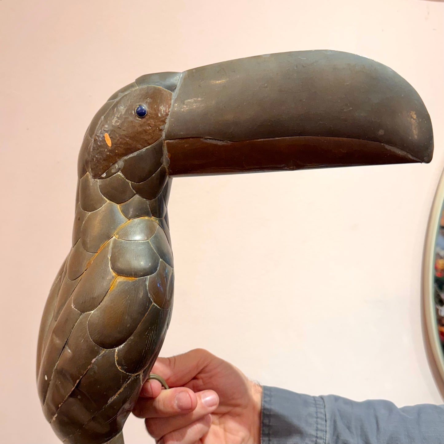 Vintage Mixed Metal Sergio Bustamante Style Toucan Standing Sculpture