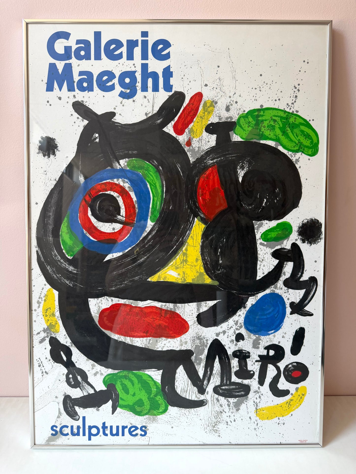 Vintage 1970 Joan Miro "Sculptures' Exhibition Framed Poster