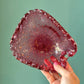 Vintage Scallop Edged Pink Bullicante Glass Bowl with Gold Leaf