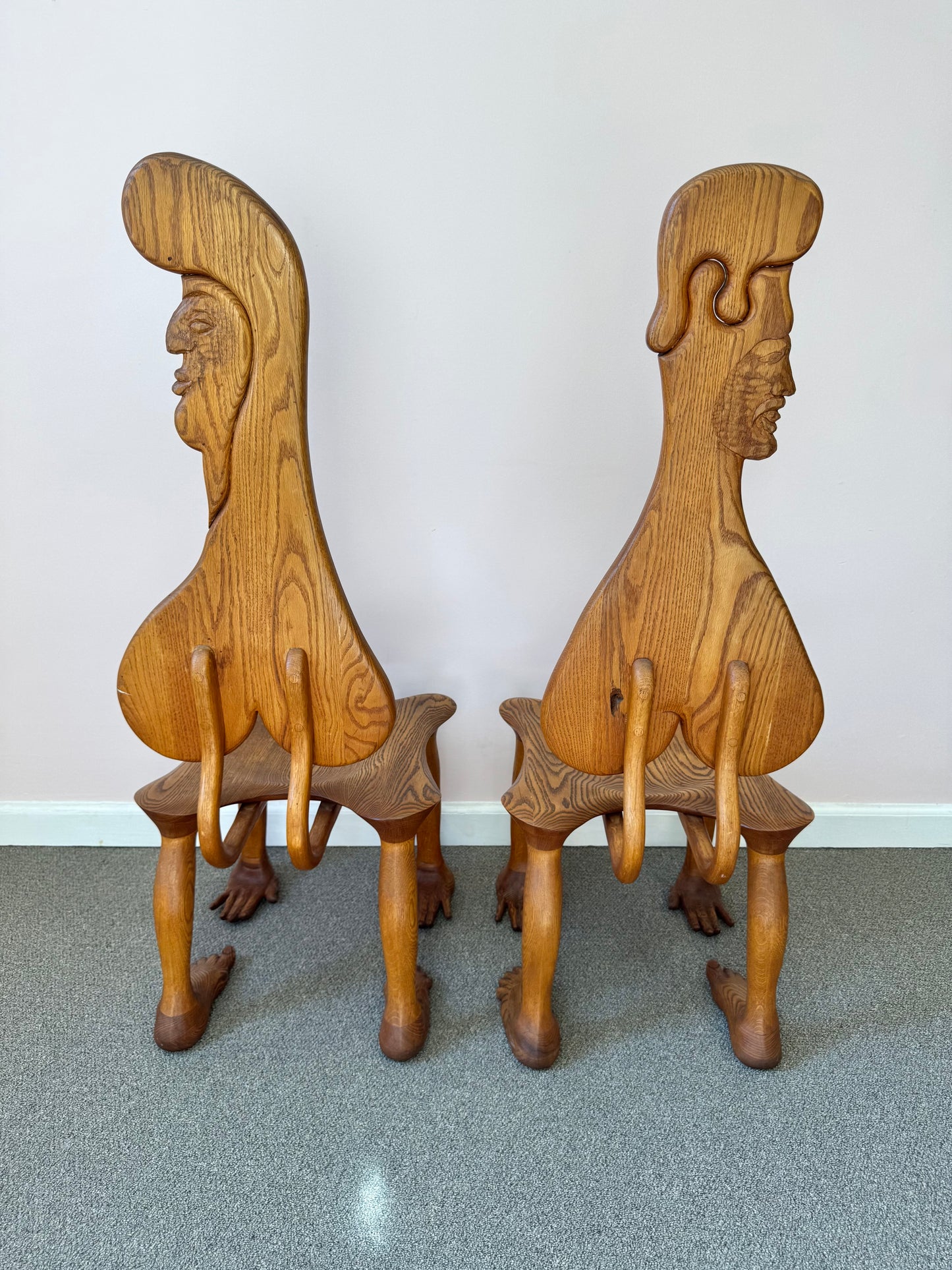 Pair of 1980 Andrew Willner Figure Chairs/Signed and Dated
