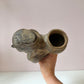 Vintage Mid-Century Aztec-Style 'Figure Carrying a Basket' Clay Pottery Planter (as is)