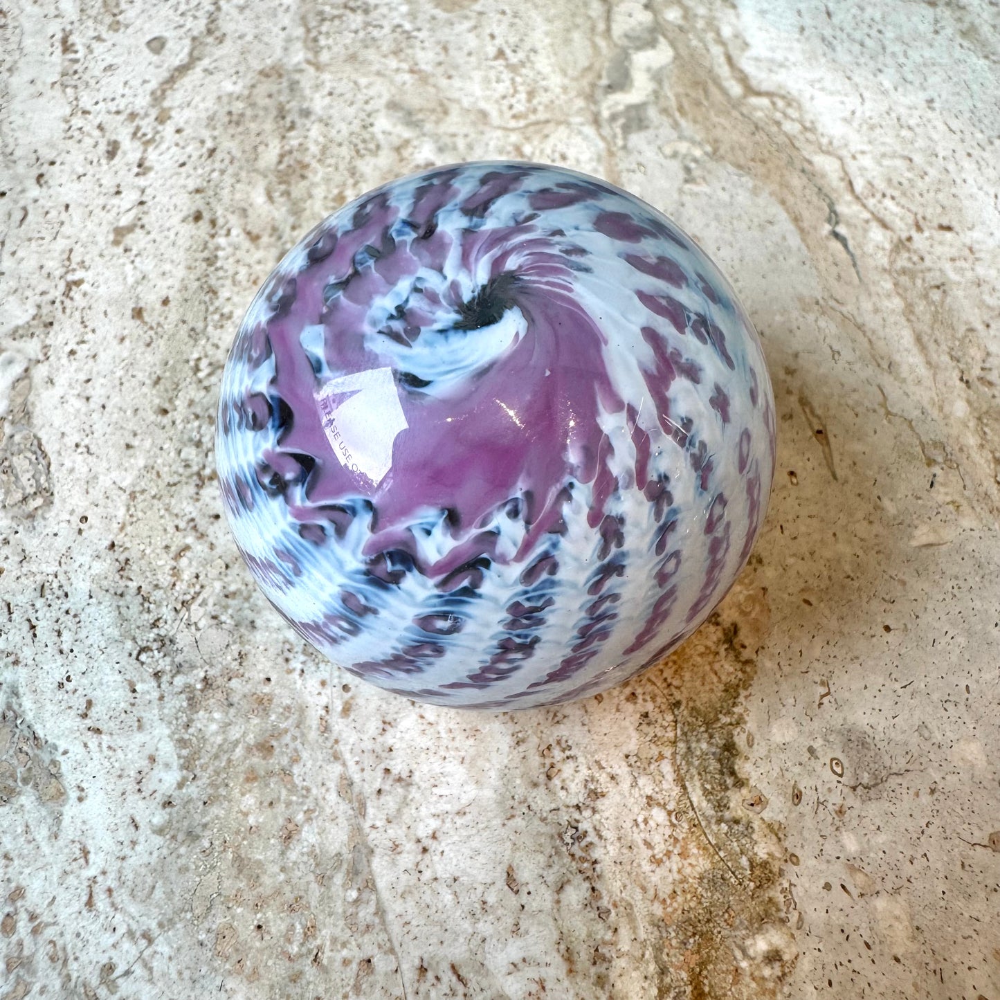Vintage Purple Swirl Glass Paperweight
