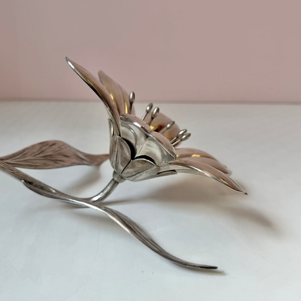Vintage Silver-Plated Flower with Individual Petal Ashtray/Dishes by PLAME Spain
