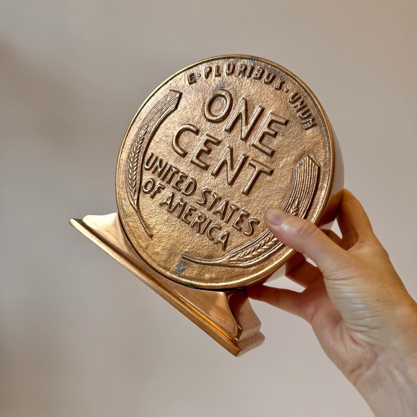 Vintage Novelty "One Cent" Wheat Penny Money Box