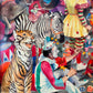 Vintage Original Framed "The Summer Circus" 1988 Acrylic on Board Painting by Phyllis Londraville