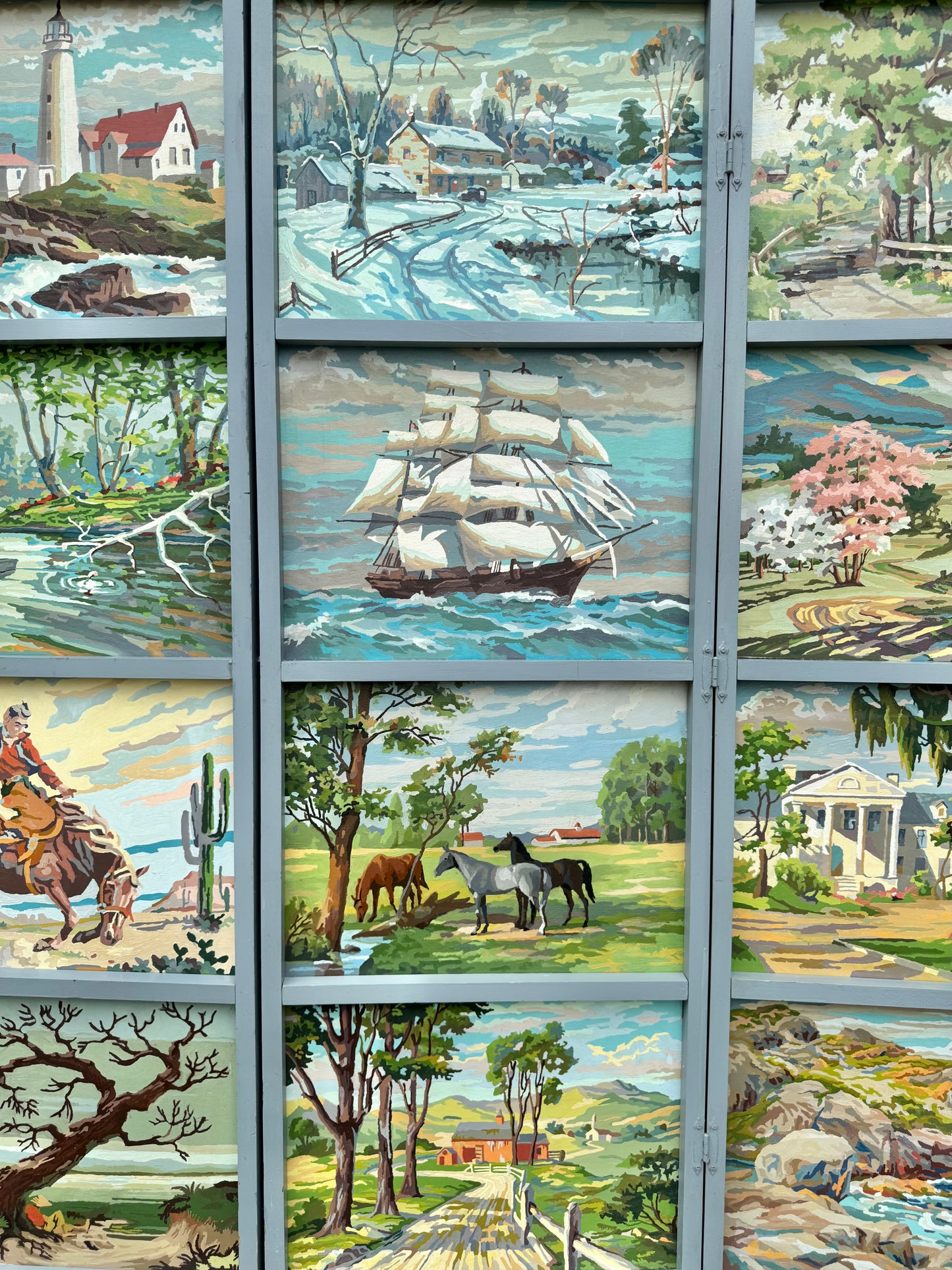 Vintage 1950's Original Paint by Numbers Screen/Room Divider