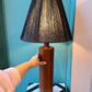 Vintage Mid Century Danish Teak and Leather Table Lamp by ESA