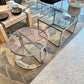 Vintage Three Piece Chrome and Glass Coffee Table