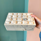 White Marbled Resin Box with Decorative Gem Lid