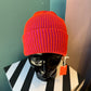Rib Knit Beanie: Poppy Magenta