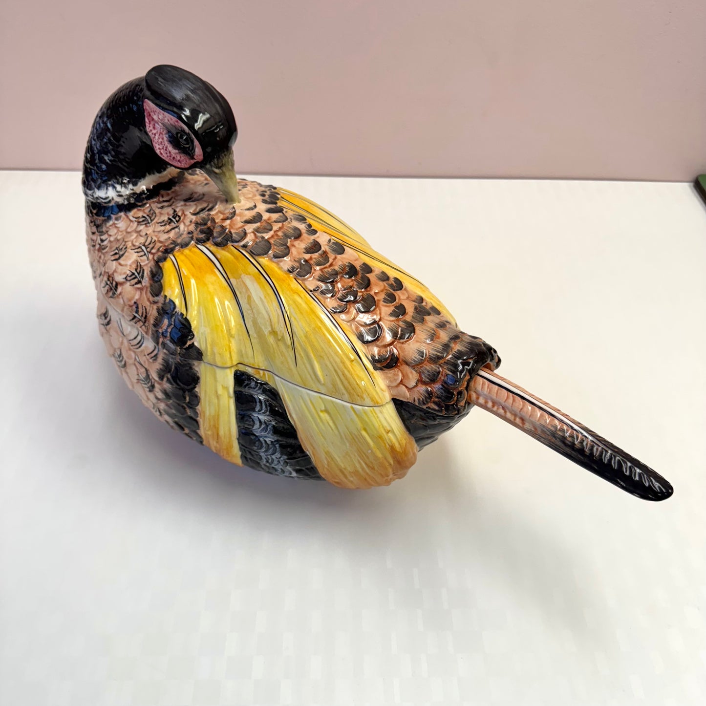 Vintage Italian Ceramic Pheasant Tureen and Ladle