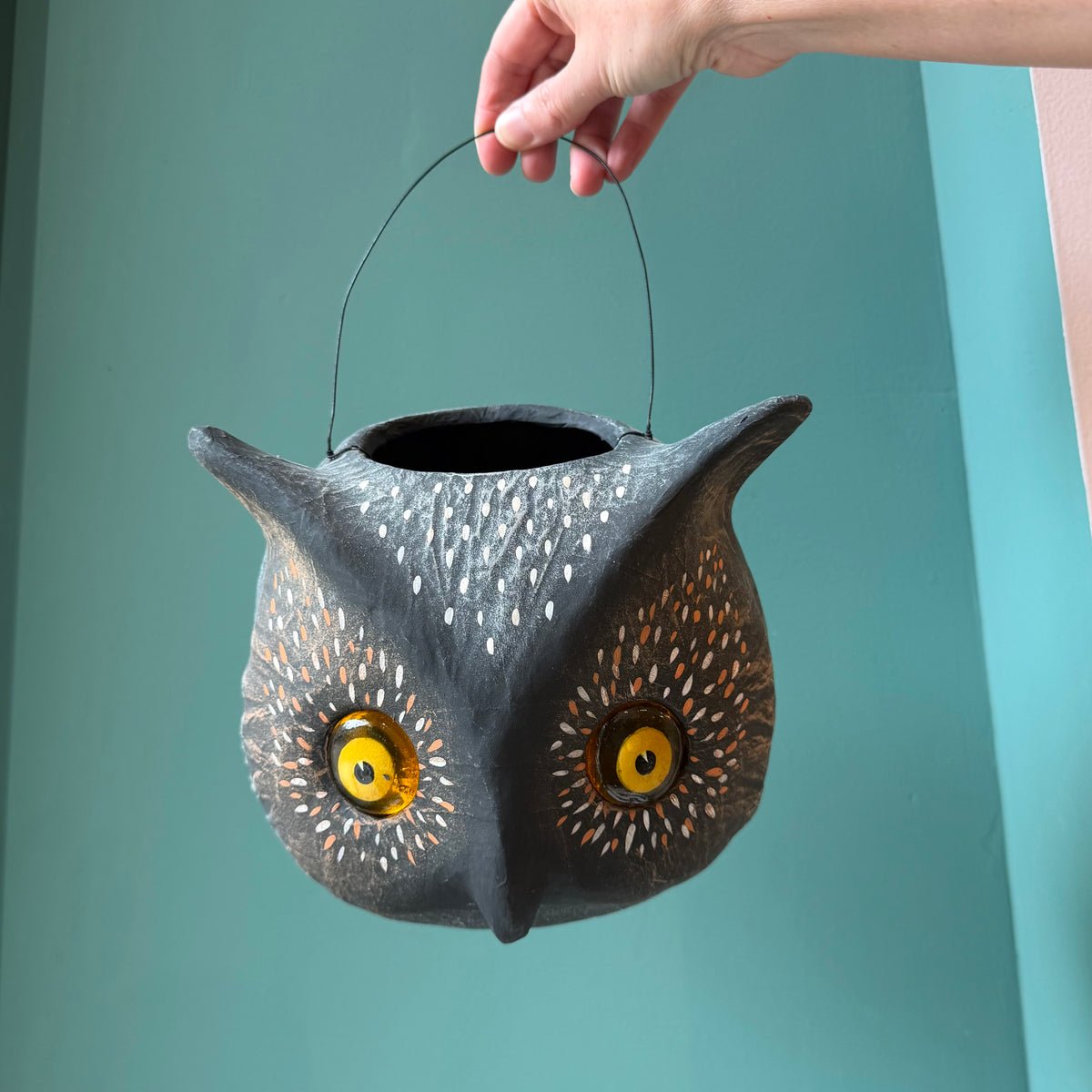 Vintage Inspired Owl Head Candy Bucket