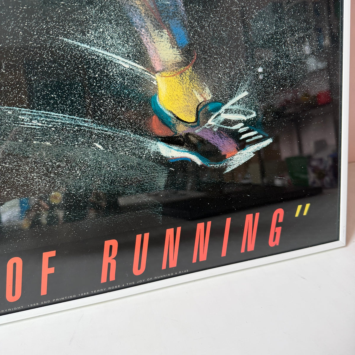 Vintage Framed 1988 "The Joy of Running" Art Poster by Terry Rose