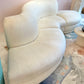 Vintage Three Piece Serpentine Ivory Sectional Sofa