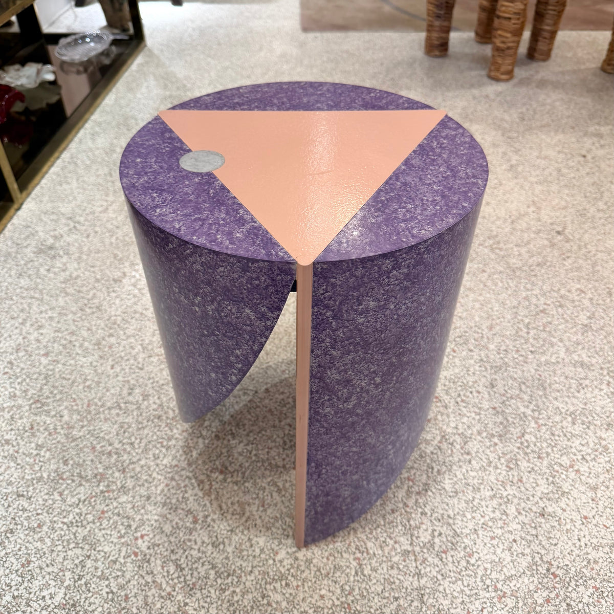 Vintage 1980's Postmodern Pink and Purple Side/Accent Table