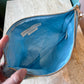 Sky Blue Linen Cotton Lemon Blossom Everyday Pouch by Elizabeth Scarlett