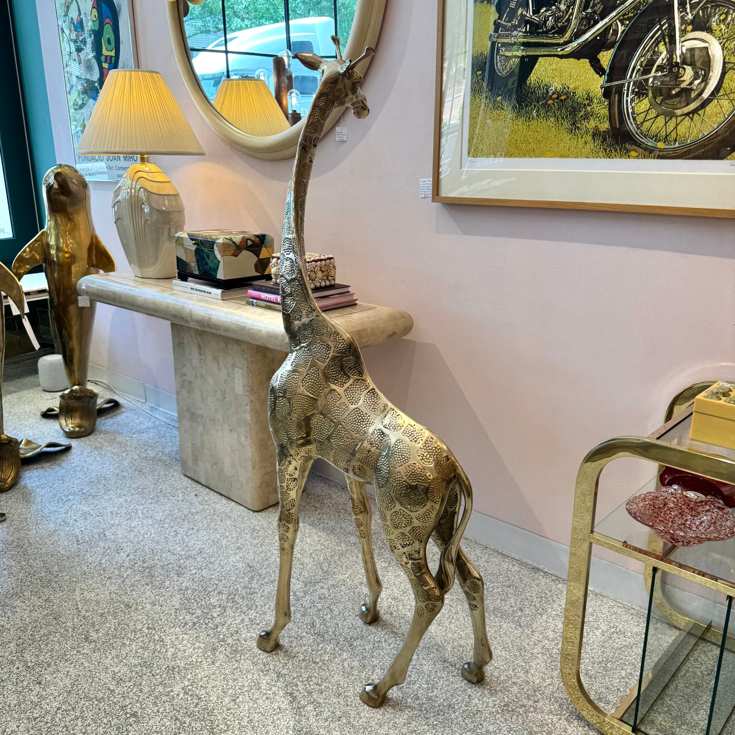 Vintage Extra Large Brass Giraffe 54.5"
