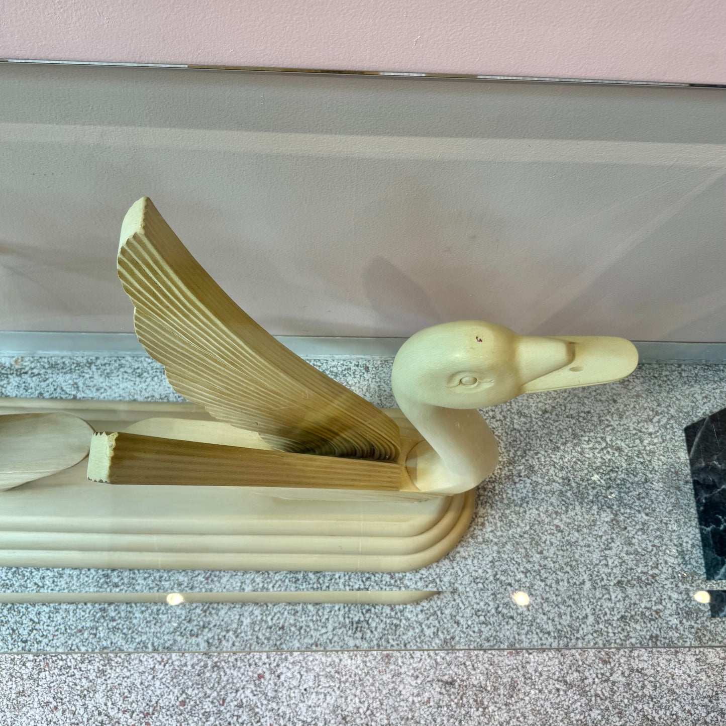 Vintage Swan Console Table with Glass Top