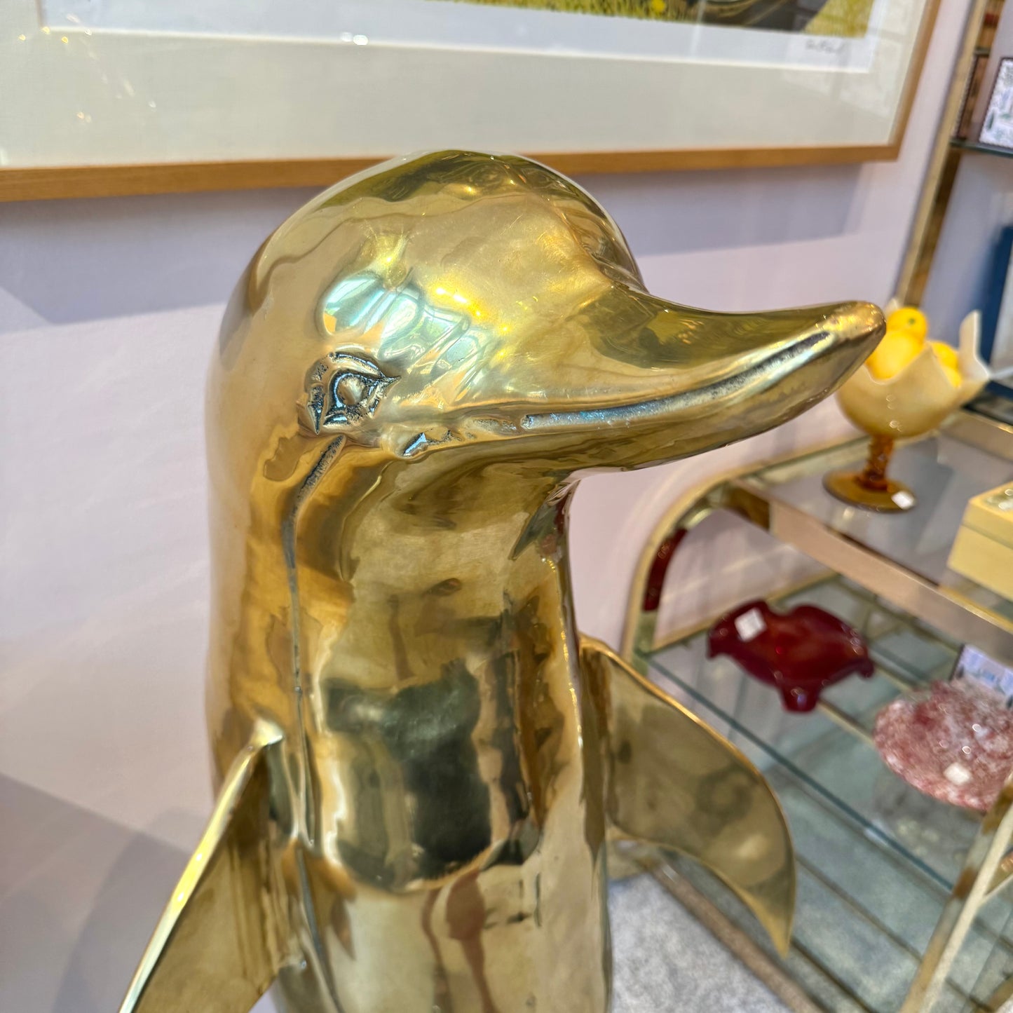 Extra Large Vintage Brass Dolphin Statue
