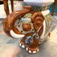 Vintage Hand Painted Brown Ceramic Asian Elephant Plant Stand