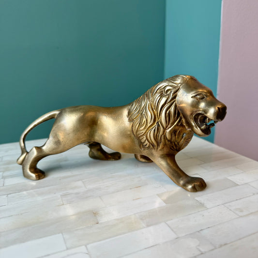 Vintage Brass Lion Figurine