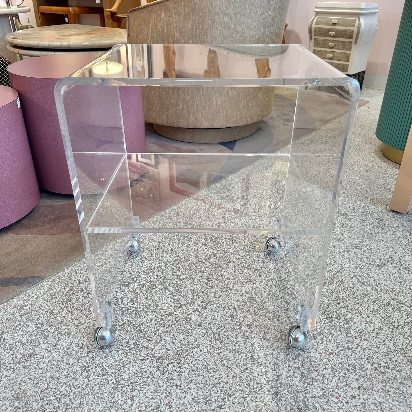 Vintage Lucite Rolling Shelf/Side Table