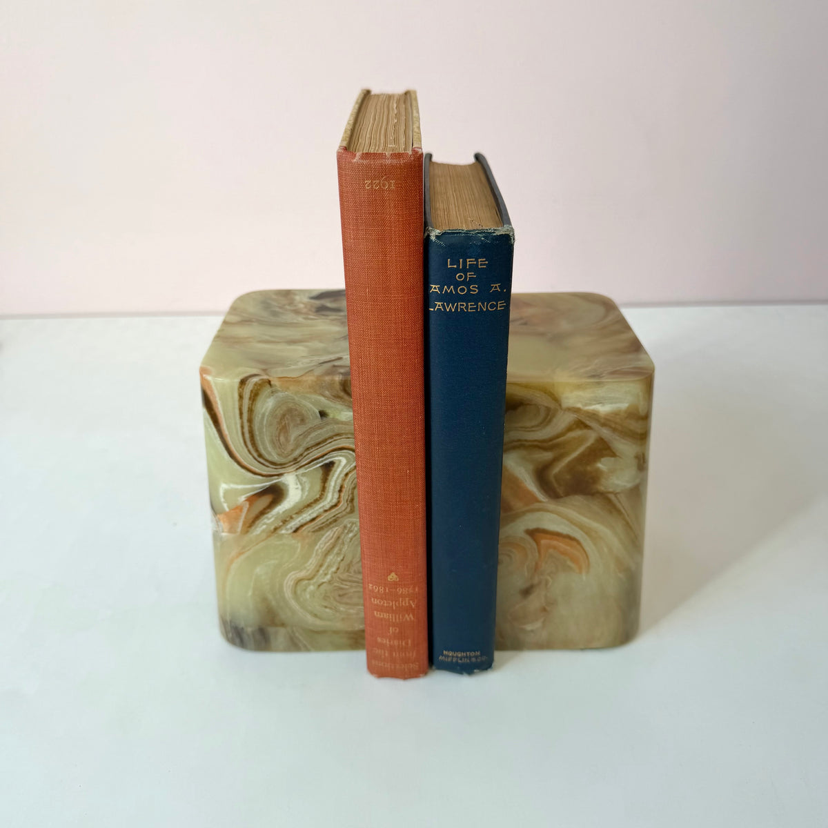 Vintage Faux Green Onyx Bookends