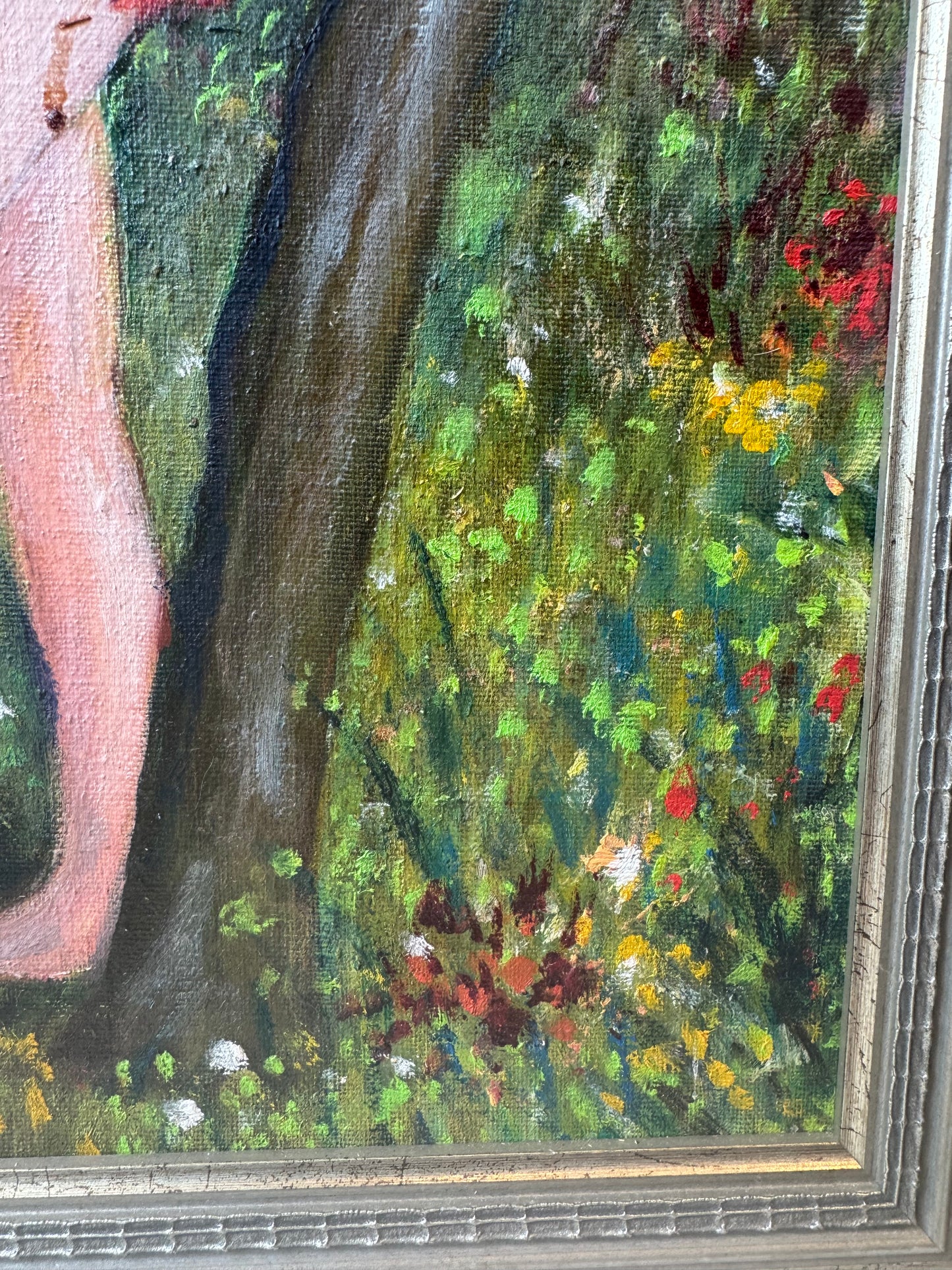 Vintage Original Framed “Couple by a Riverbank 1” Artwork