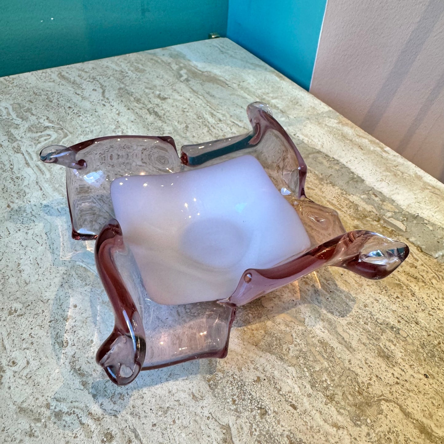 Vintage Pink Murano Glass Catchall Dish
