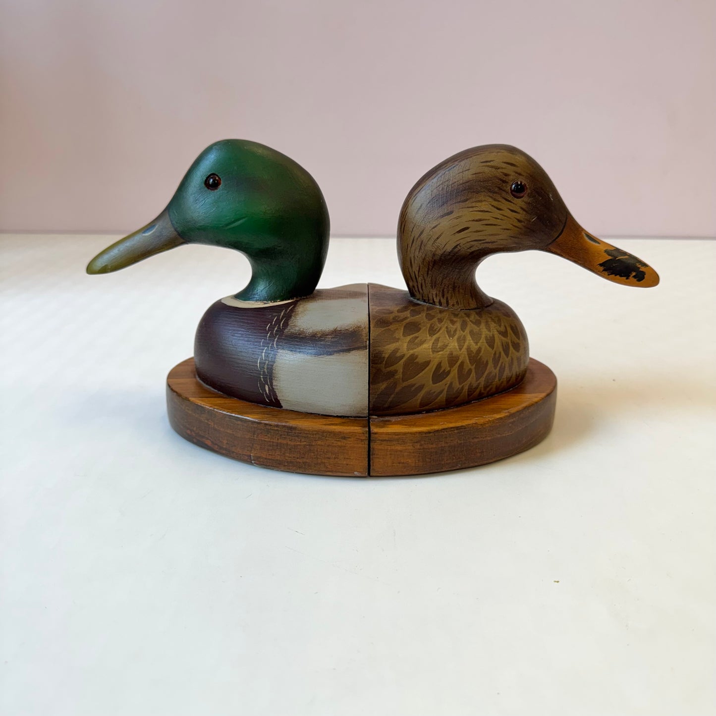 Vintage Set of 1979 Wooden Mallard Duck Bookends