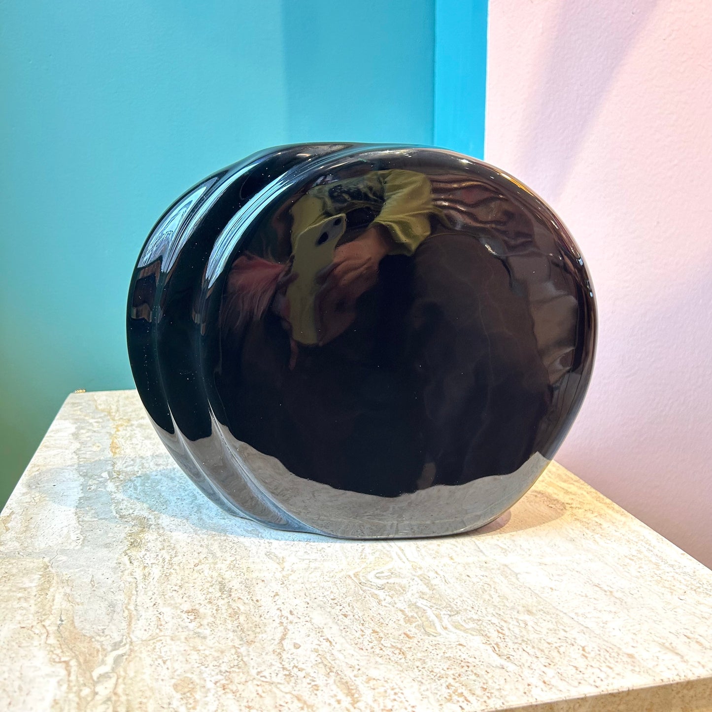 Vintage Black Ceramic Art Deco Style Vase