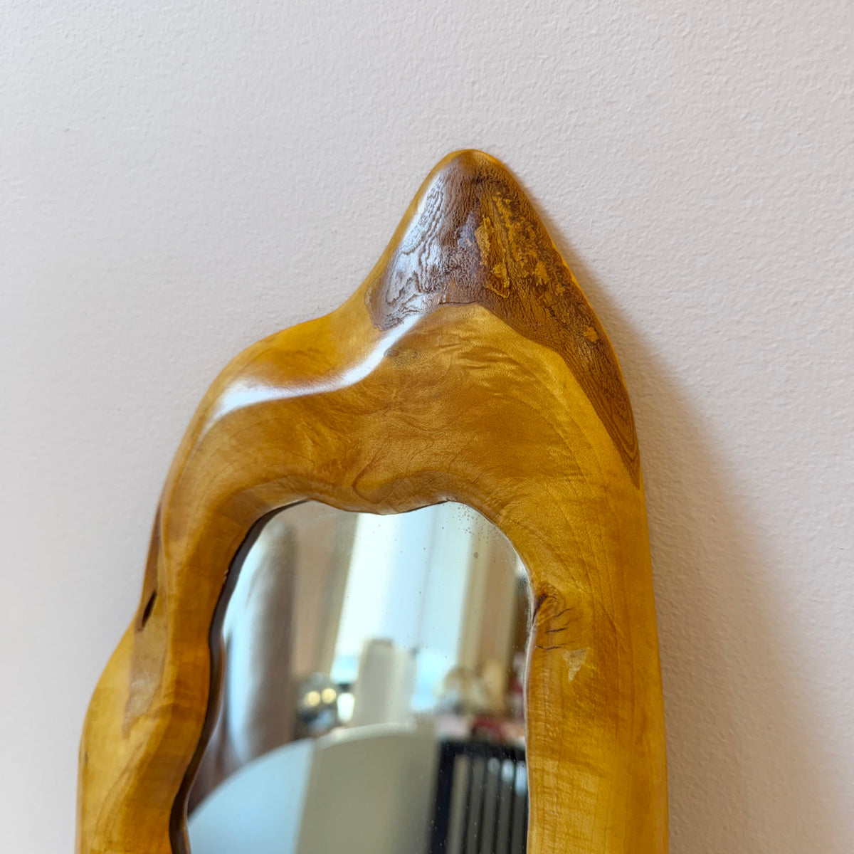 Vintage Live Edge Carved Wood Mirror from Fabulous Furniture