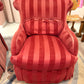 Vintage Raspberry Red Regency Style Striped Lounge Armchair by Lexington Furniture /item