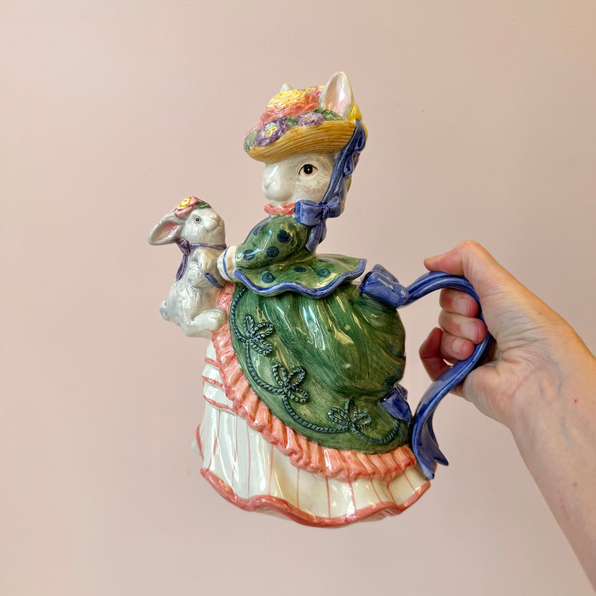 Vintage Ceramic Fitz and Floyd “Bustles and Beaus” Rabbit Teapot