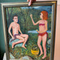 Vintage Original Framed “Couple by a Riverbank 2” Artwork
