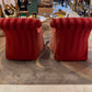 Vintage Raspberry Red Regency Style Striped Lounge Armchair by Lexington Furniture /item