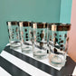 Set of 4 Vintage Metallic Playing Card Design Highball Glasses