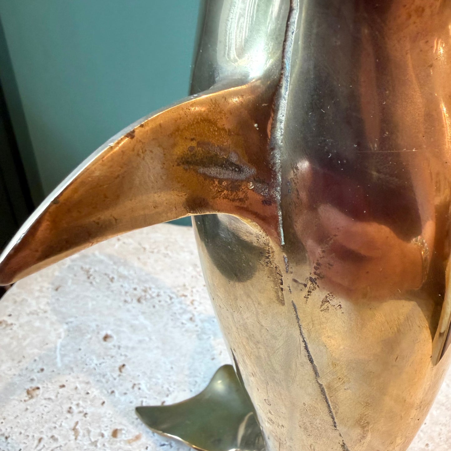 Vintage Brass Dolphin Statue
