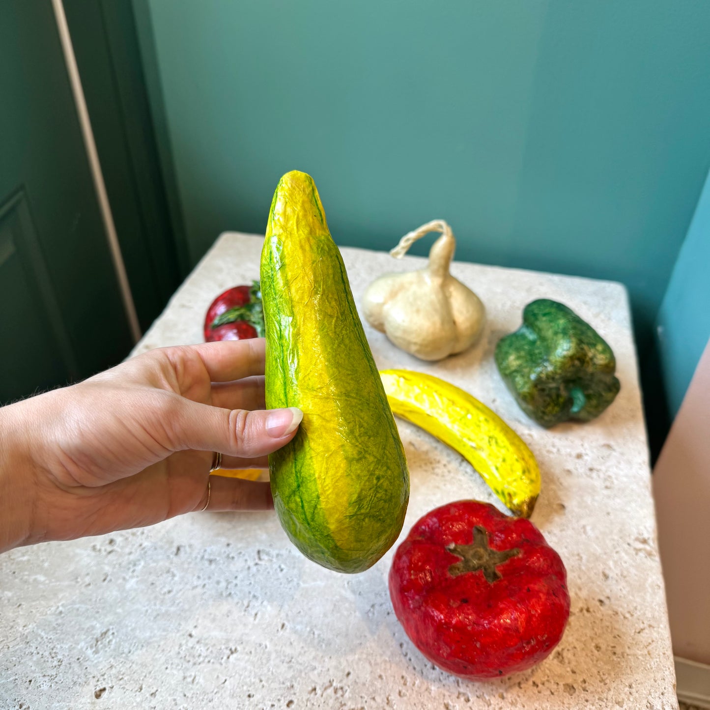 Set of 8 Vintage Mexican Folk Art Paper Mache Fruit & Vegetables