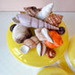 Vintage Set of 4 Seymour Mann Yellow Ceramic Shell Canisters (as is)