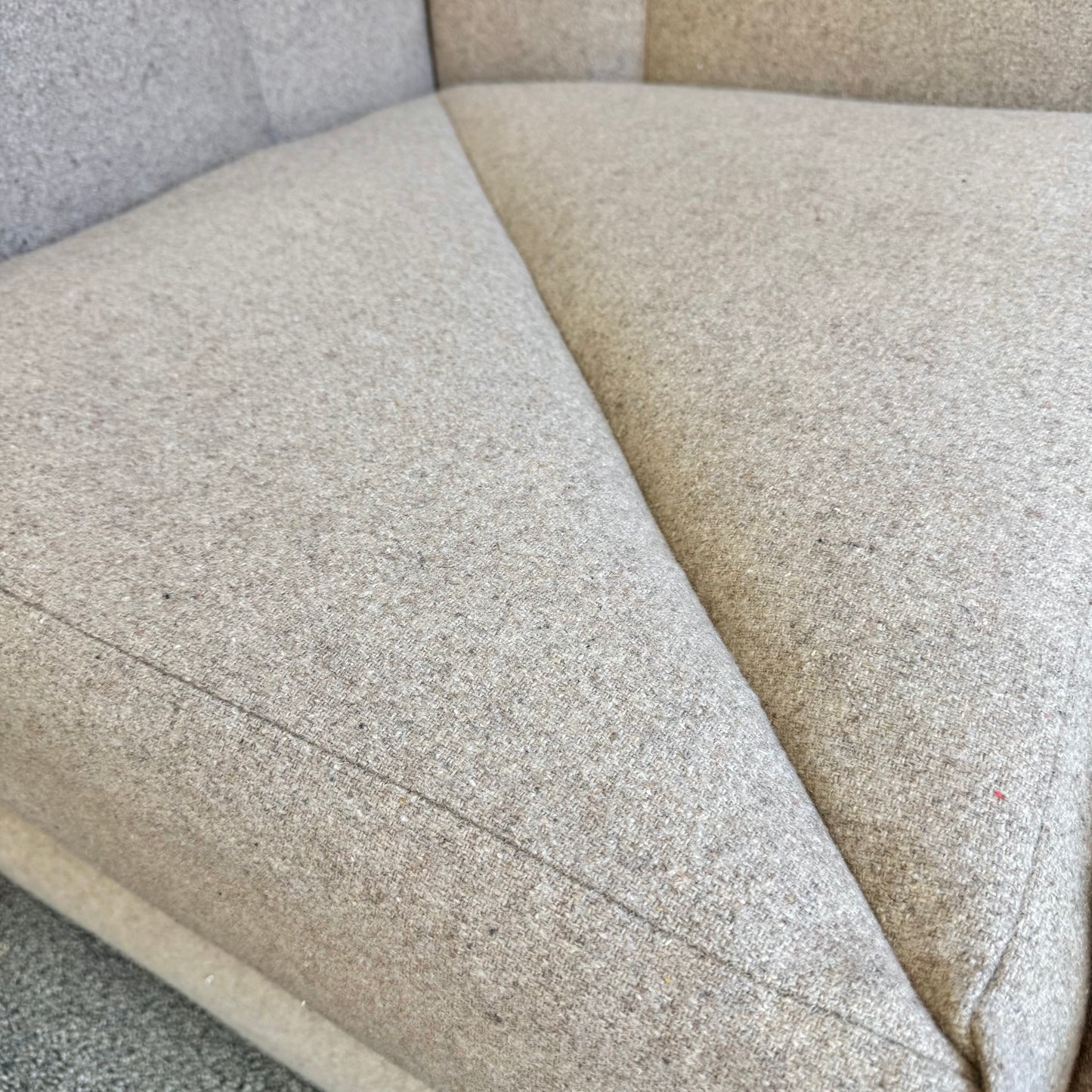 Vintage Soft Beige Tweed Chair & Ottoman