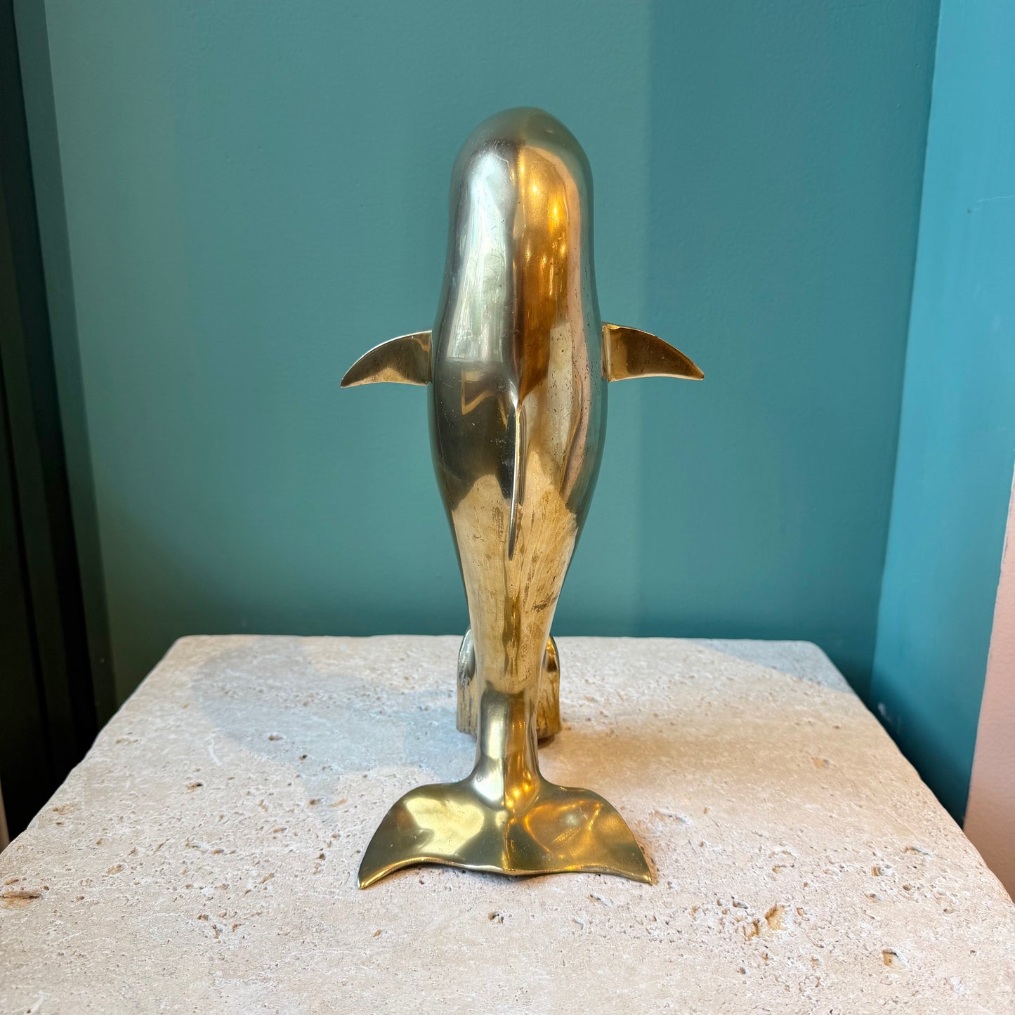 Vintage Brass Dolphin Statue