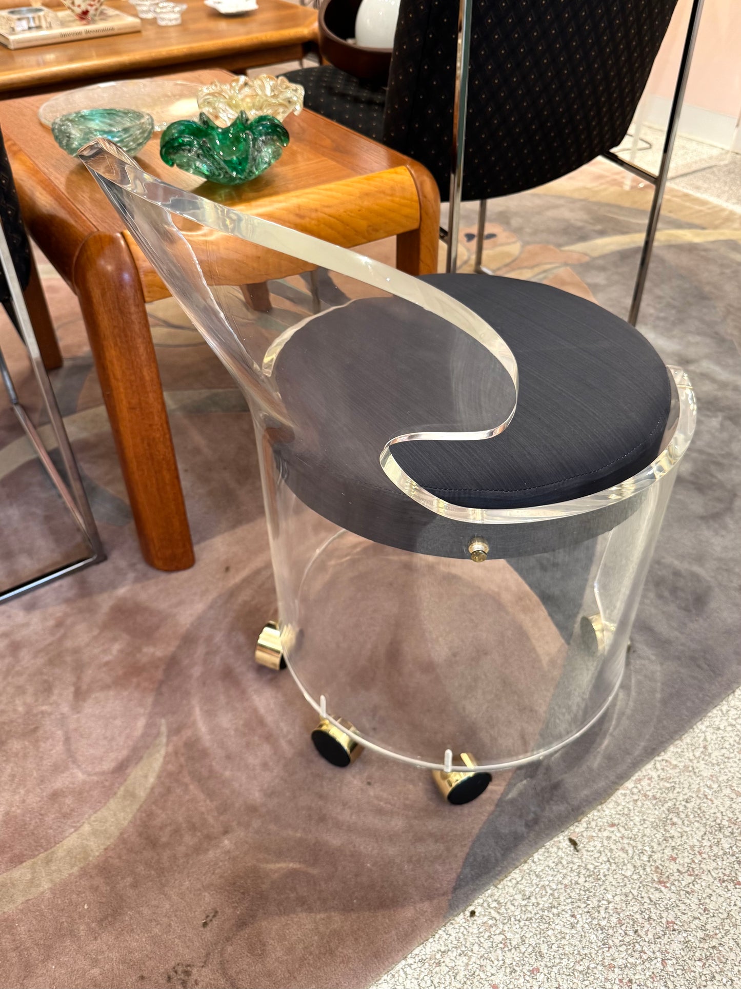 1980's Light Up Lucite Vanity and Stool by Hill Manufacturing