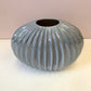 Vintage Pale Blue Opalescent Ribbed Vase