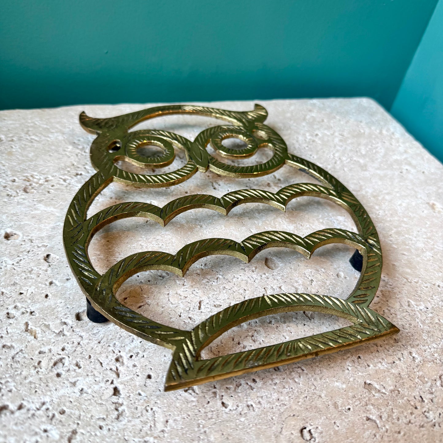 Vintage Brass Owl Trivet