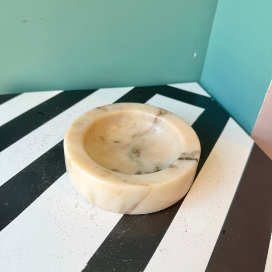 Vintage Cream Marble Ashtray/Ring Dish