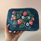 Velvet Embroidered Makeup Bag - Strawberry