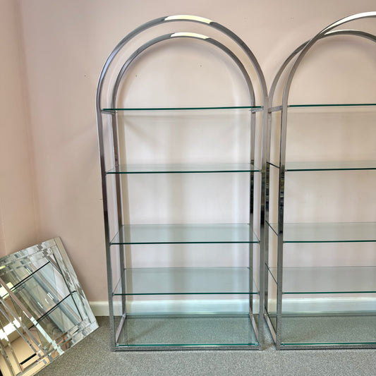 Vintage DIA Style Chrome and Glass Arched Etagere/item